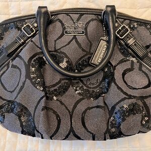 Coach Madison Signature Op Art Sophia Sequin Metallic Satchel